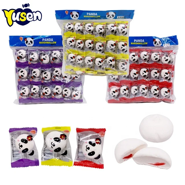 2.5g Marshmallow Factory Cute Panda Shape Candy Fruity Flavor Weddings Snacks with 3 Color Box Packaging Casual for Daily Use