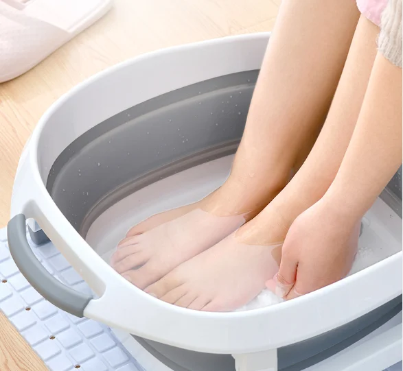 Collapsible Foot Soaking Bath Basin Foldable Plastic Rubber Bucket Foldable Foot Bath Spa Tub