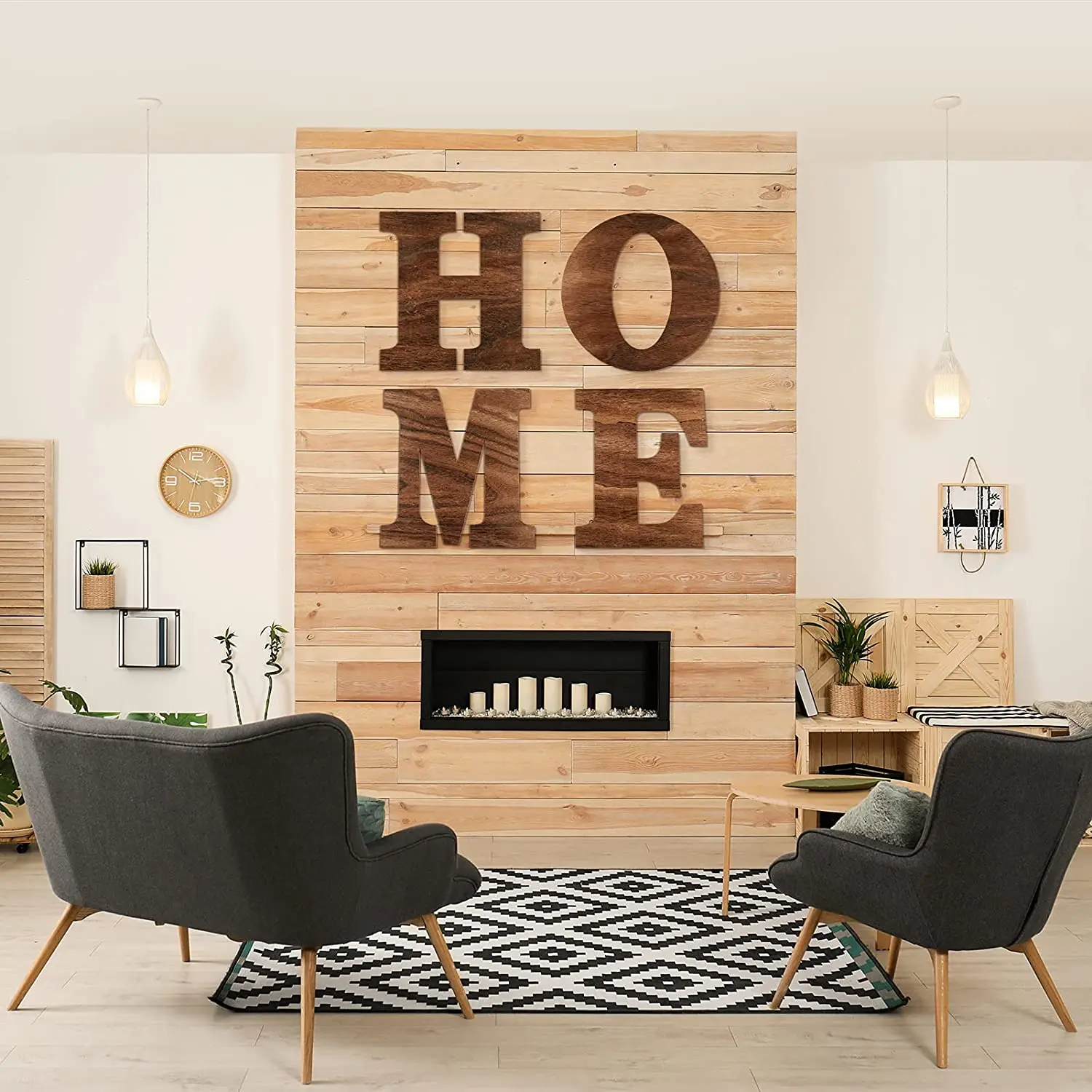 4 Pieces 12 Inch Wooden Letters Large Rustic Nature Wood Signs Brown Wooden Home  Wall Decoration