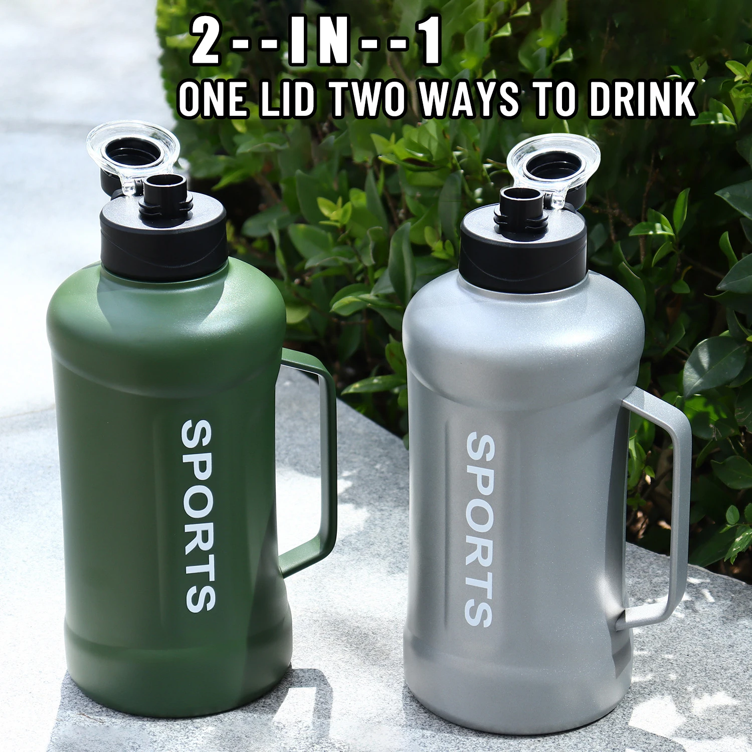 SS 316 BPA Free Leak Proof Stainless Steel Water Jug Half Gallon 64 oz Big Water Bottle with Handle for Gym Hiking Camp Travel