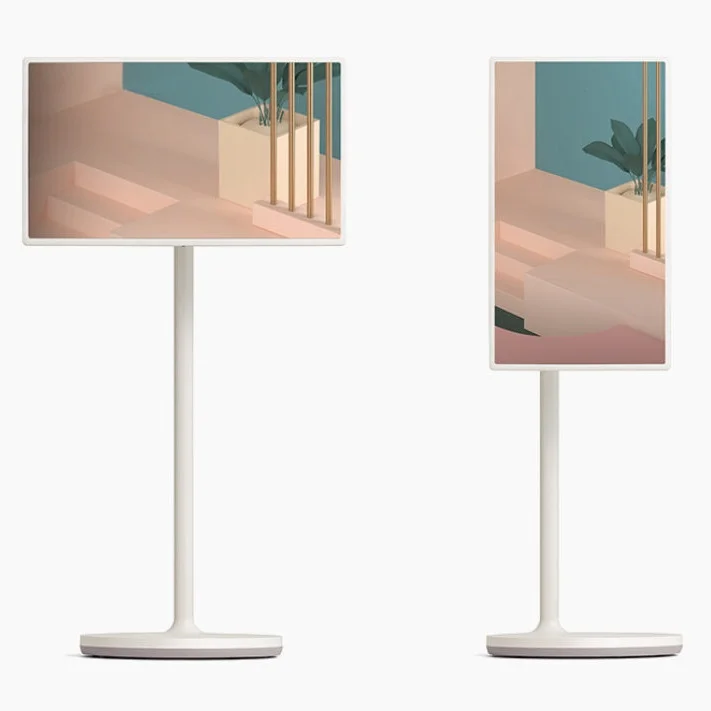 21.5 27 32 Inch Moveable Smart Tv Stand Follow By Me Touch Lcd Screen Tv Battery Powered 1080P 2K Resolution Floor Stand Kiosk