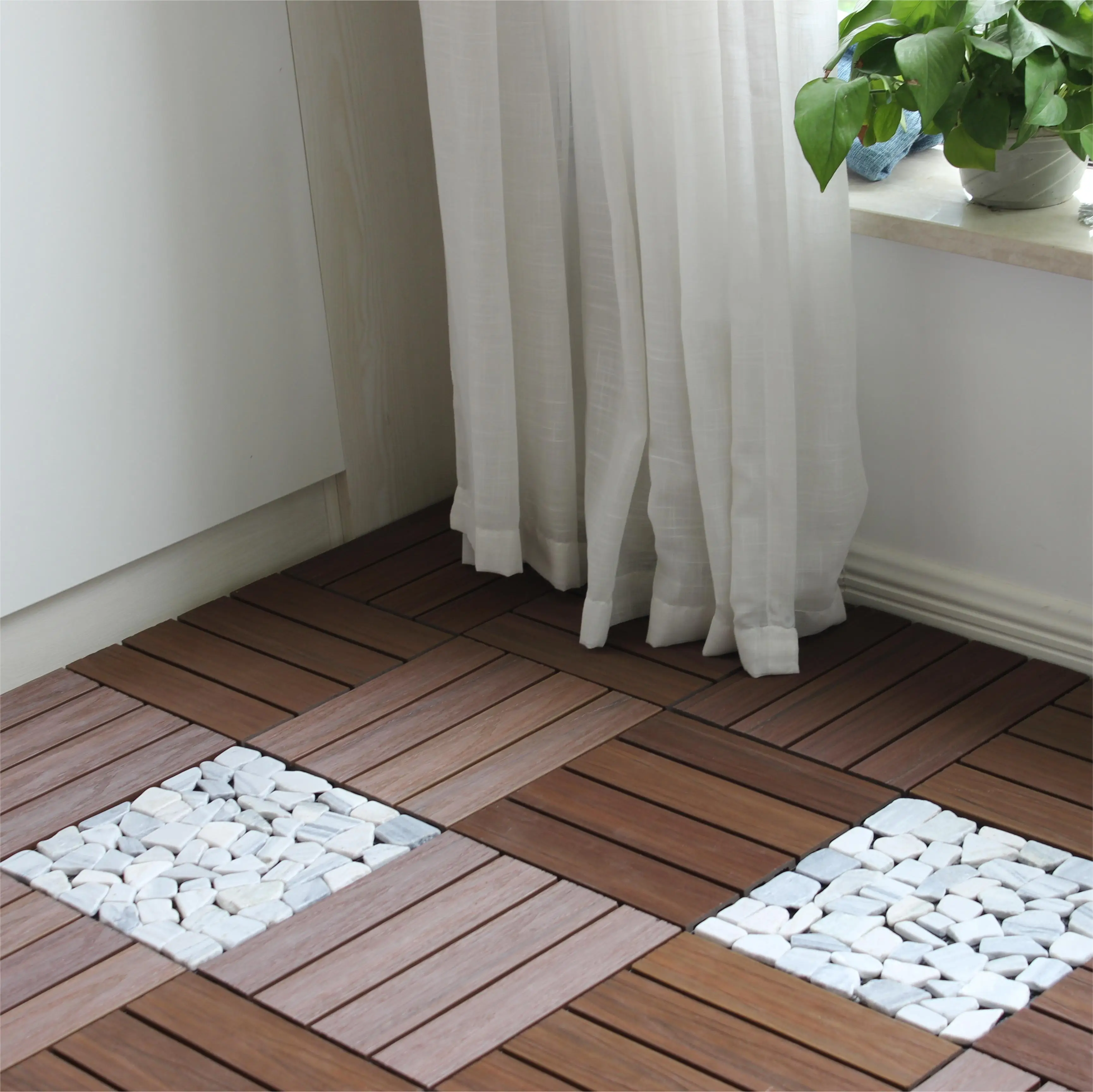 Custom Made Engineered Outdoor Floor Tiles Factory Price Patio Garden Balcony Walkway Co-extrusion Deck Tiles