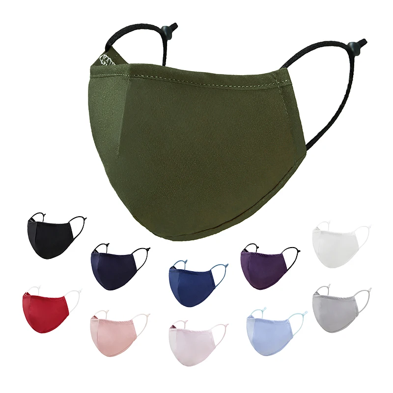 Custom Washable Reusable 100% Pure Organic Cotton Fabric Amy Green Facemasks Fashion Design Green Face Cover