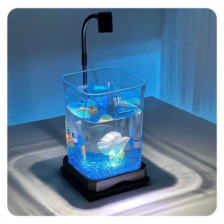 Geerduo Easy Operate and DIY Small Clear Acrylic Fish Tank with Led Light