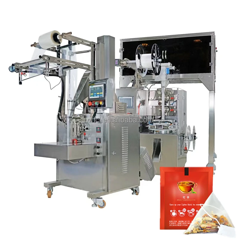 Automatic 2 layer Ultrasonic Sealing Corn Fiber Inner Triangle Pyramids Tea Bag and Outer Envelope Packing machine