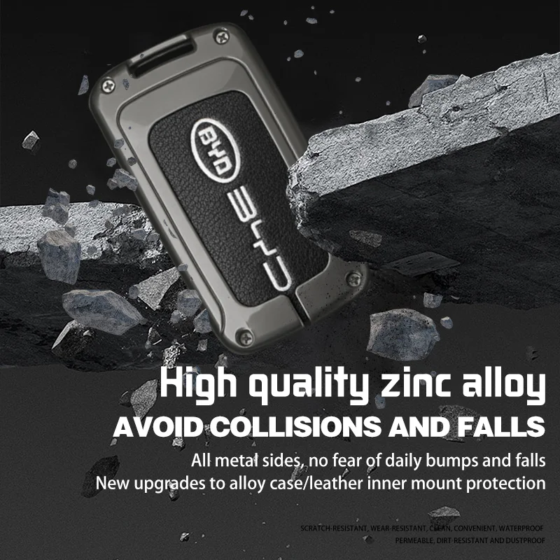 Leather Alloy Car Remote Key Case Cover Protect Shell For BYD F3 F0 L3 G3 S6 E6 M6 S7 Keychain Auto Accessories