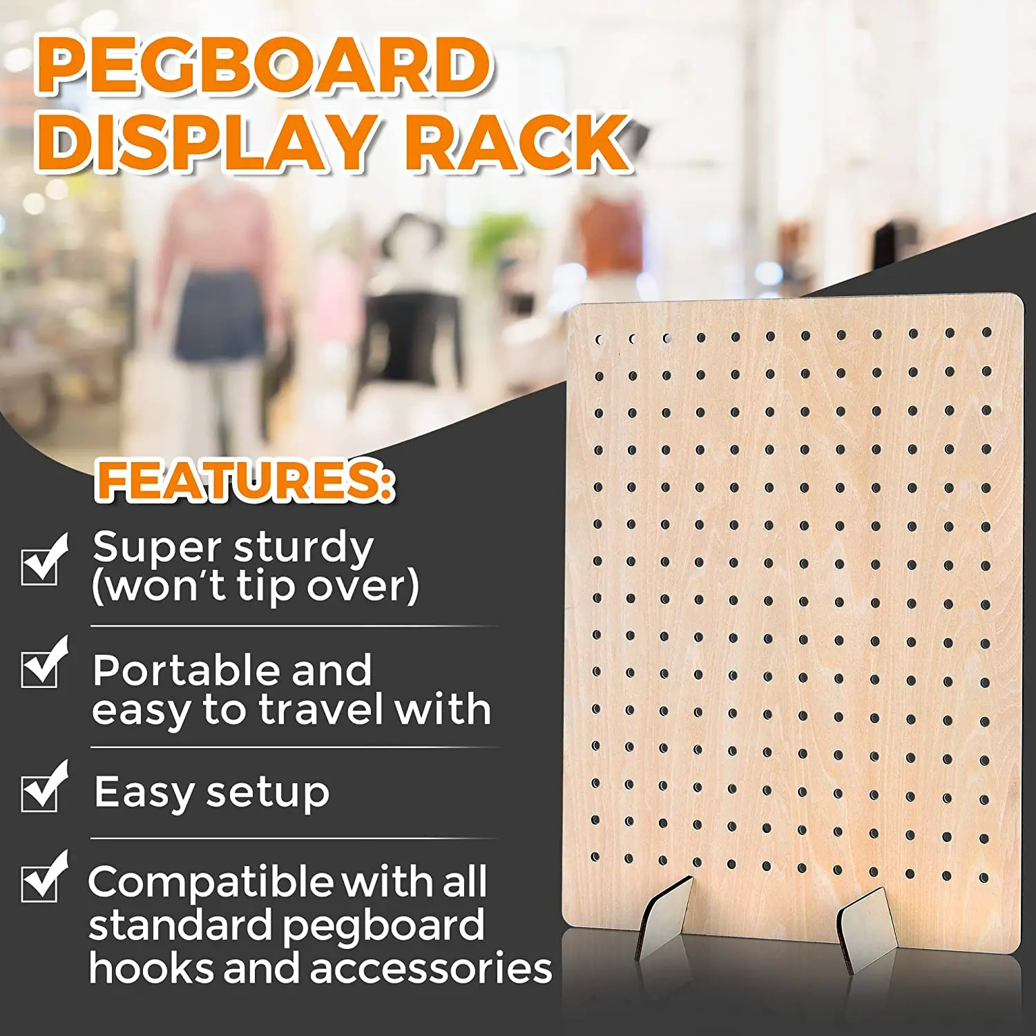 Necklace Holder Earrings head rope jewelry wooden pegboard display stand retail rack