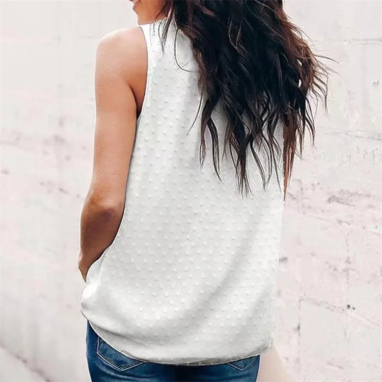 European And American Elegant Women Tank Top New Amazon Doll Neck Snow Dot Chiffon Sleeveless Loose Women Dress