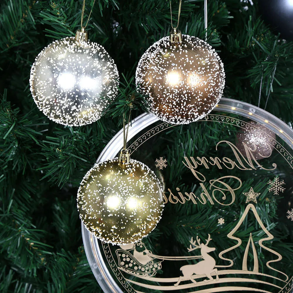 Xmas ball Customized Wholesale 8cm Snow Shatterproof Plastic Indoor Christmas Tree Ornaments  Christmas Ball Set Decorations