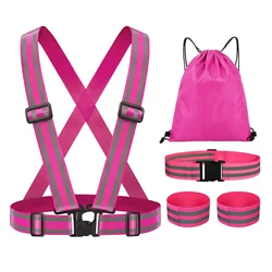 Unisex Customizable Printing Cross-border Hot Sell Reflective Night Running Gear High Visibility Safety Vest Set