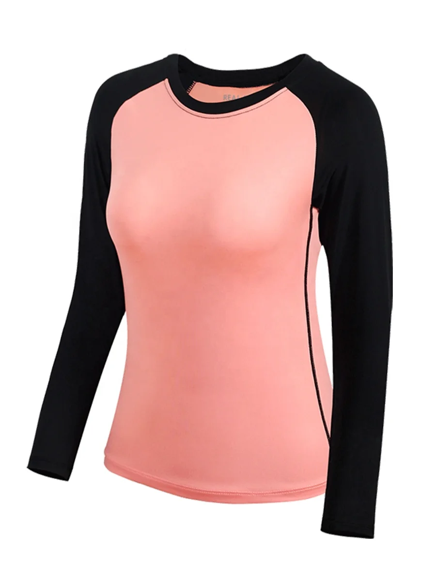 
2019 New Women Heather Fabric Slim Fit Long Sleeve Quick Dry Sports Compression T-Shirts Gym Yoga Cycling Sportswear 