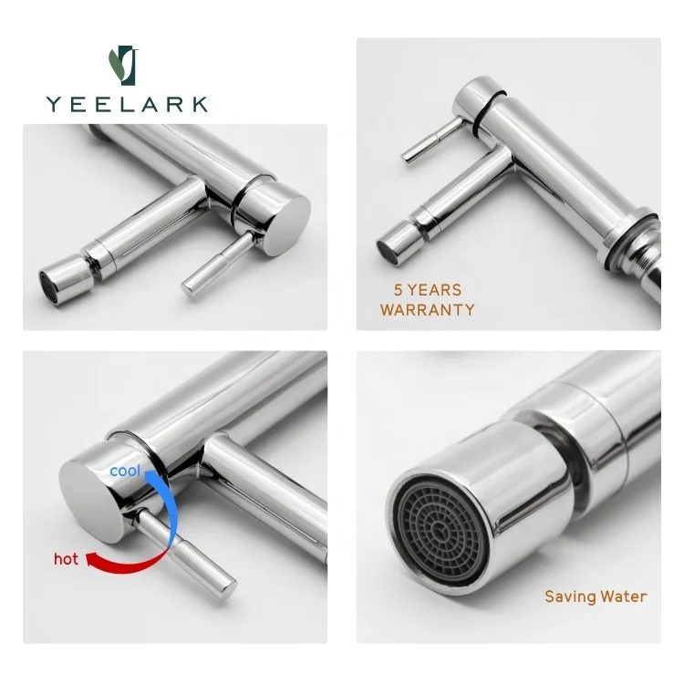 Manufacturer Contemporary Water Saving Brushed Gold Deck Mounted 304 Stainless Steel Bathroom Basin Mixer Sink Tap Faucet