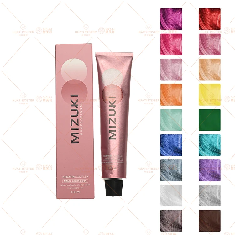 Huati Sifuli MIZUKI 100ml No Ammonia Natural Cruelty Free permanent Organic nano Hair Color Cream korea hair dye purple