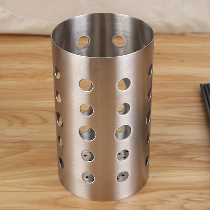 Stainless Steel Utensils Holder Cutlery Drying Rack Fork Spoon Drain Holes Straw Organizer kitchen container