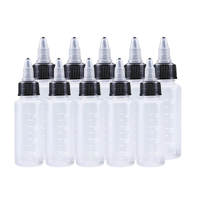 Plastic PET Clear Tattoo Ink Glue Liquid Sharp Mouth Bottle Empty Hair Oil Squeeze Bottle with Twist Top Cap