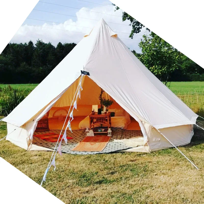 Палатка glamping на заказ 5 м большое пространство СЕМЕЙНАЯ КРОВАТЬ палатка из хлопчатобумажной ткани Пляжная