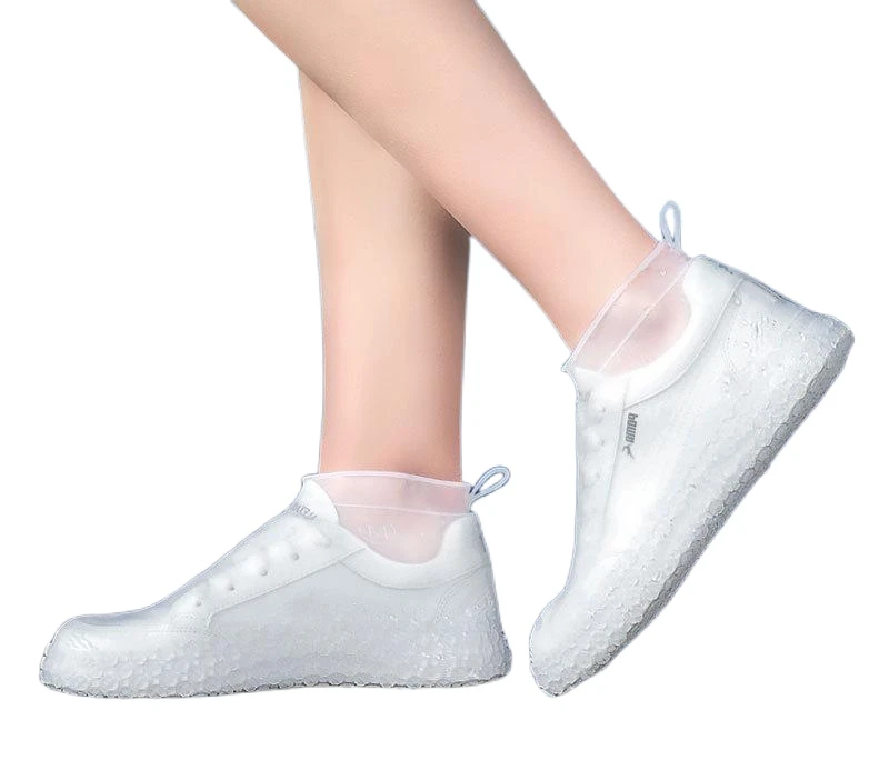 Mid-Size Unisex Anti-Slippery Translucent Silicone Low-Cut Rain Boots Rain Shoes Galoshes