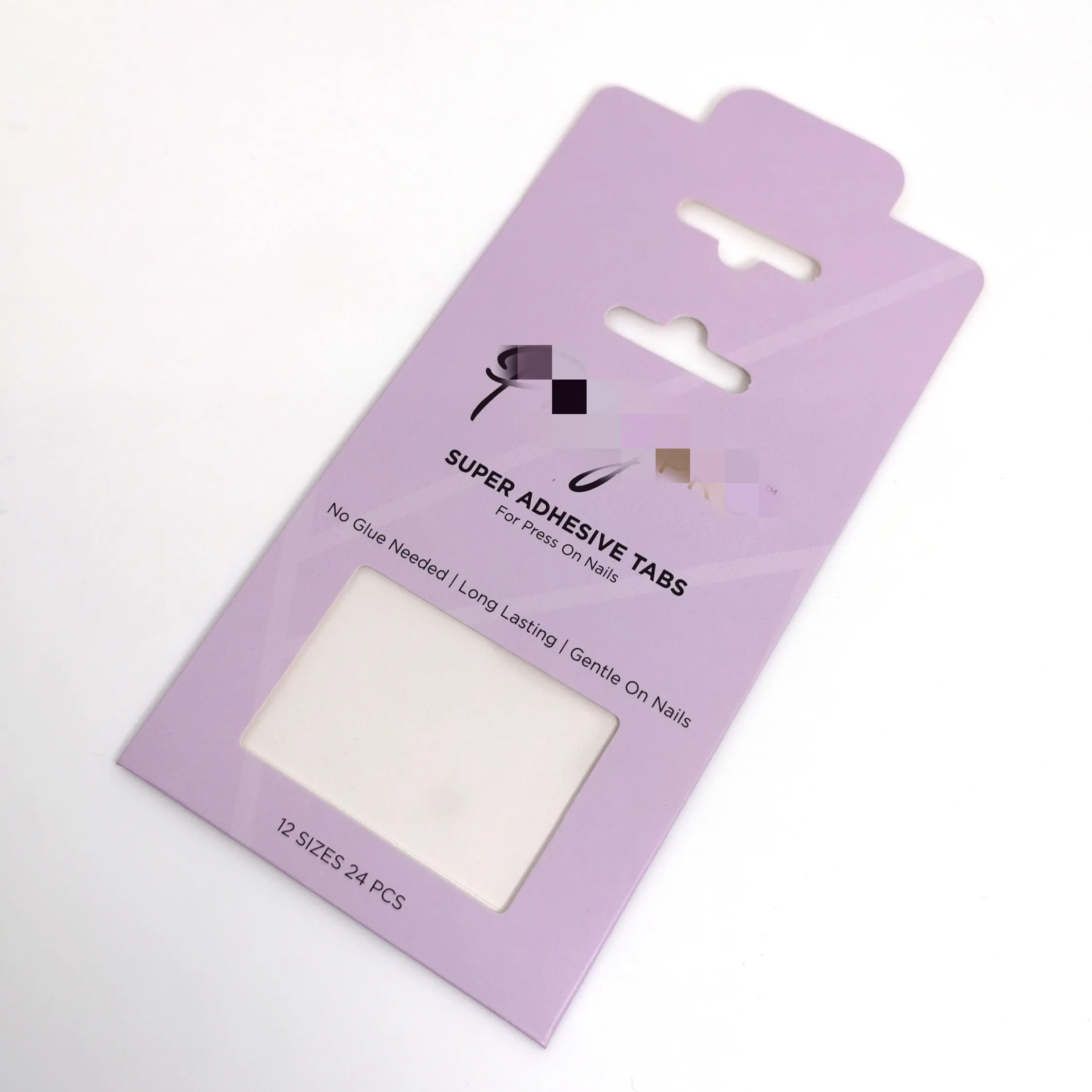 custom logo biodegradable cardboard paper envelope packaging for press on nail with die cut hole