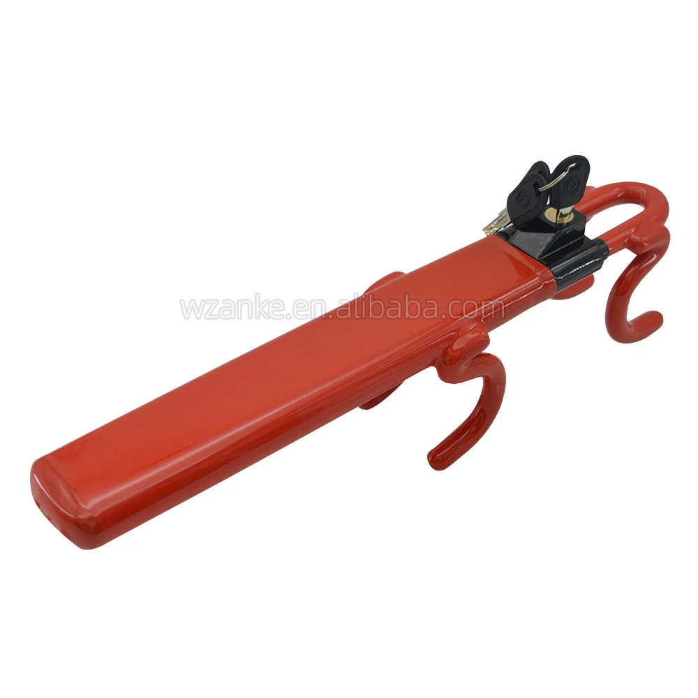 Vehicle Anti-Theft Lock Adjustable Length Clamp Double Hook Steering Wheel Lock Bar