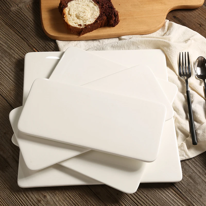 CHAODA Hot Sells Rectangle Ceramic Tray White Porcelain Sushi Dishes For Restaurant Ceramic Dishes & Plates