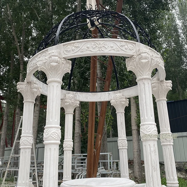 Customized design real factory direct price garden decoration marble gazebo pergola