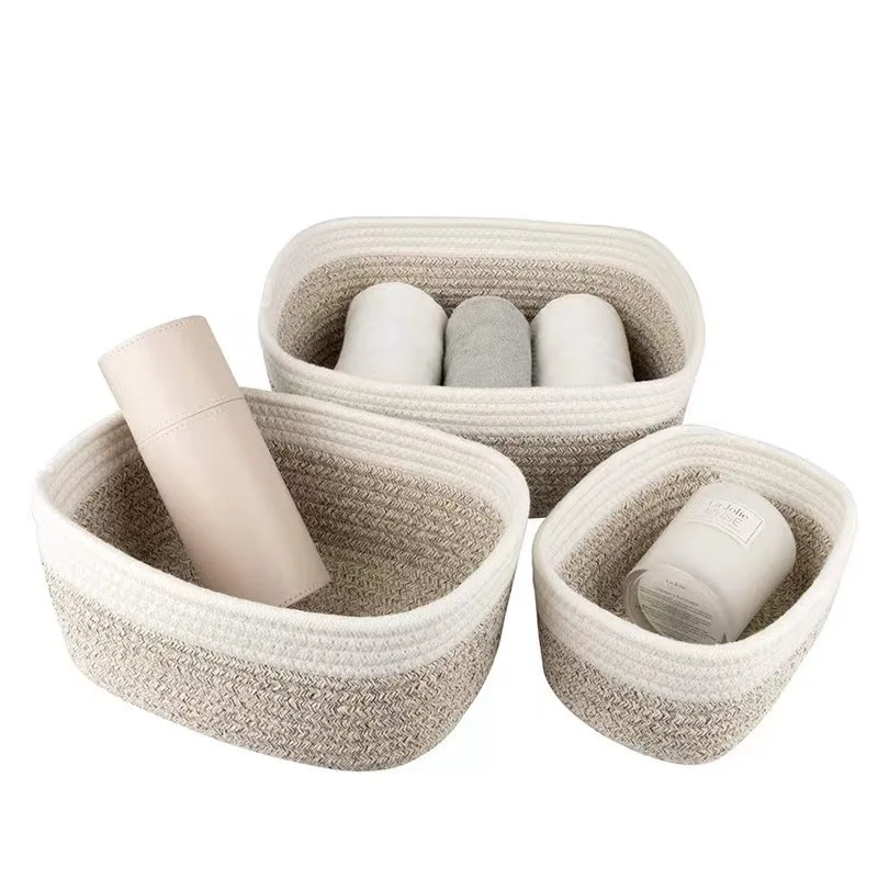 Factory wholesale storage basket preparation cotton rope storage basket can store cosmetics, snacks and sundries