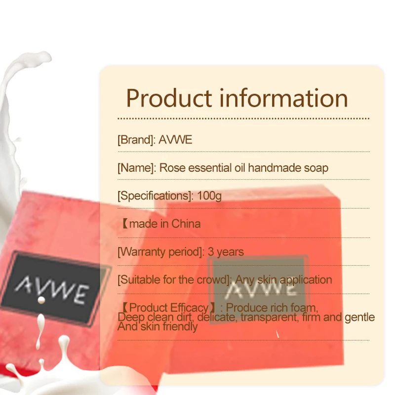 Rose Essential Oil Soap Whitening Cleaning Disinfection Wholesale Private Label Cosmetics Soap