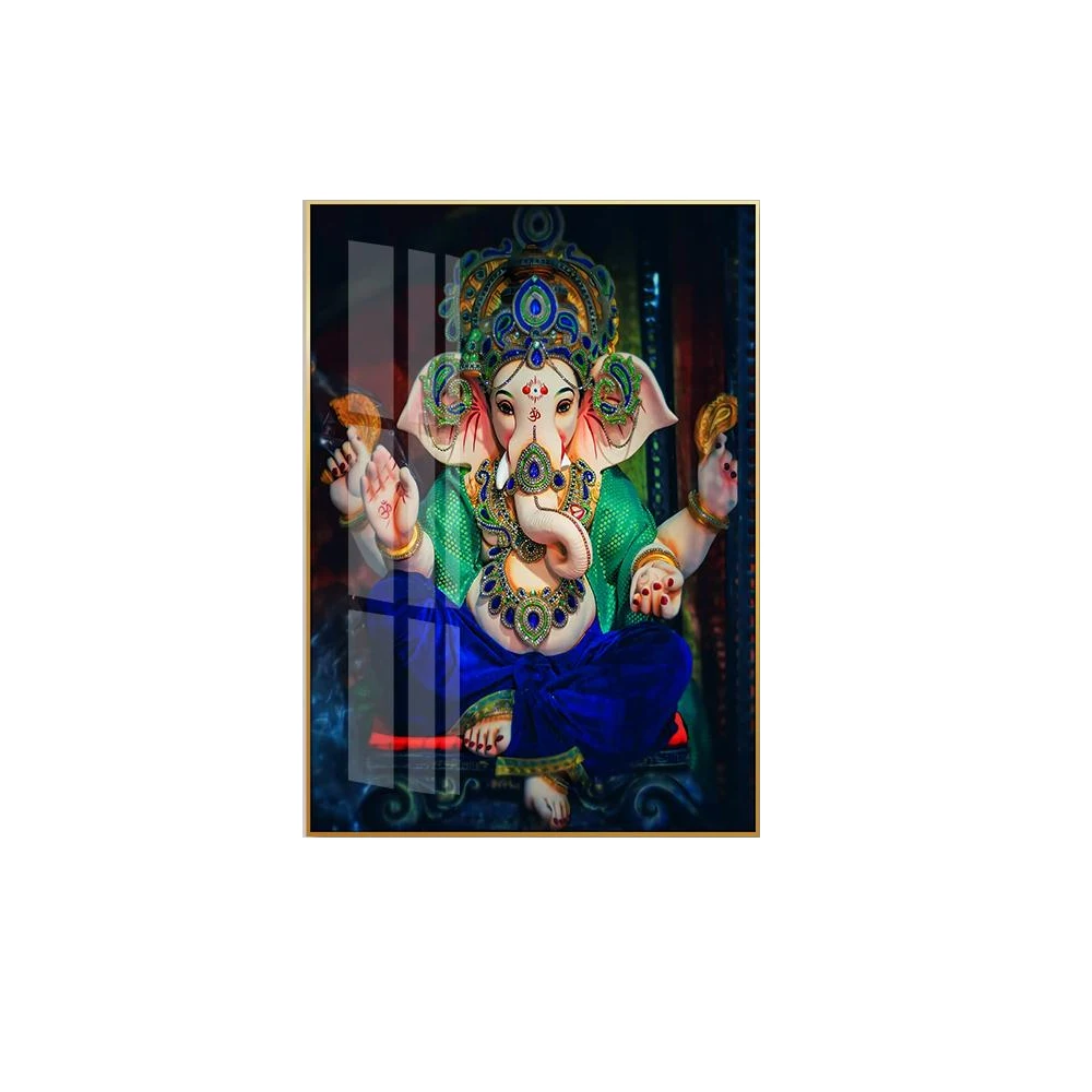 India decorative painting Buddha hall elephant head body wealth hanging painting crystal diamond mural corridor hanging painting