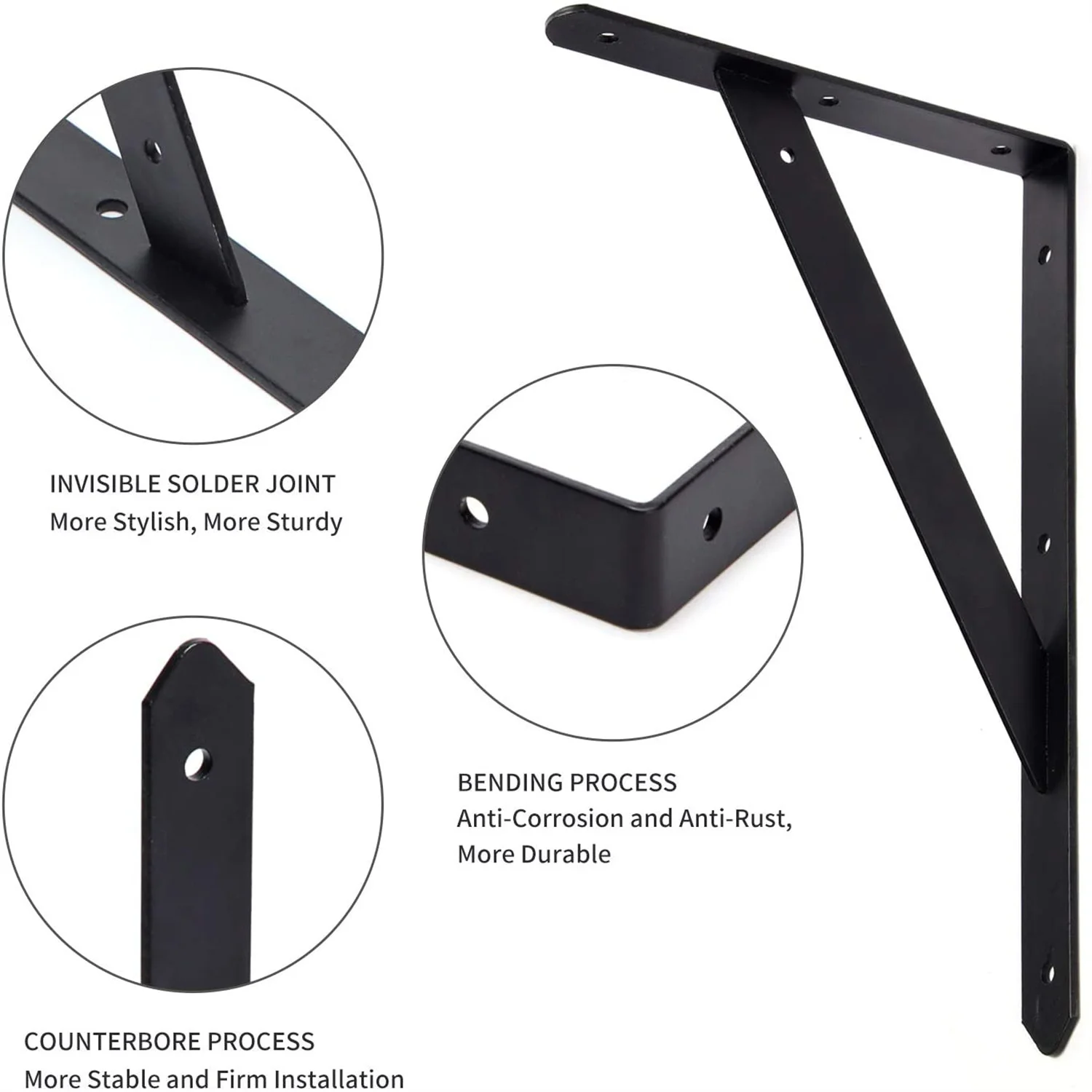 Metal shelf bracket L shape thickened corner brace shelf right angle bracket