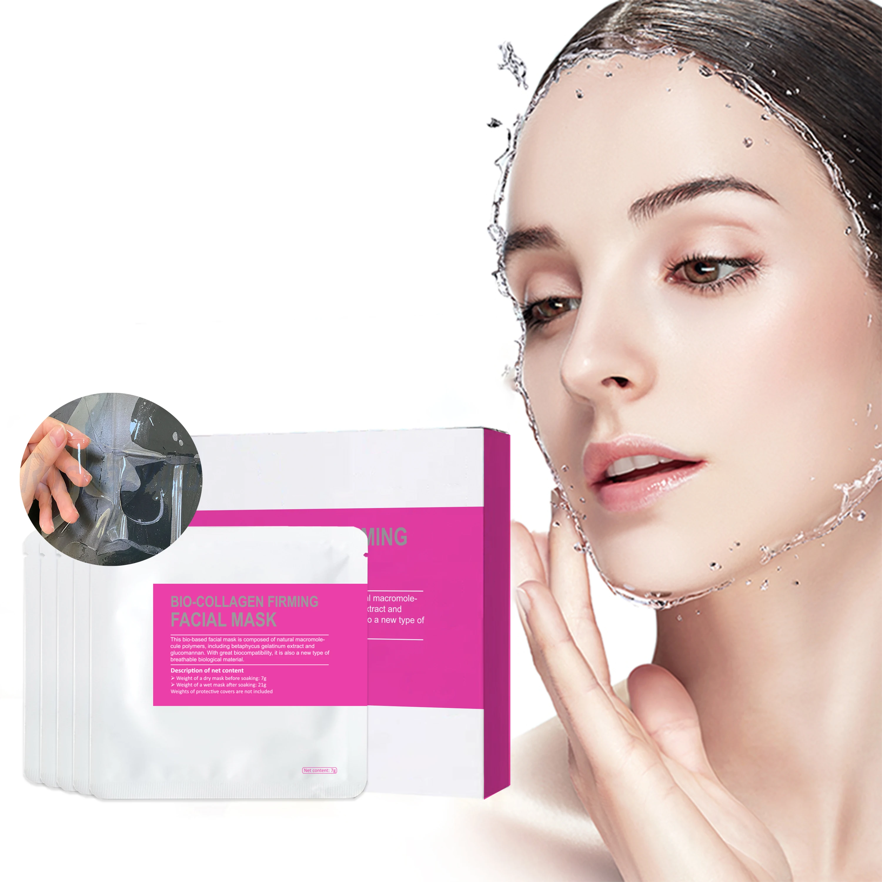 Korean Skin Care Collagen Essence Full Face Facial Mask Sheet Edible Transparent Super Moisture Crystal Facial Mask