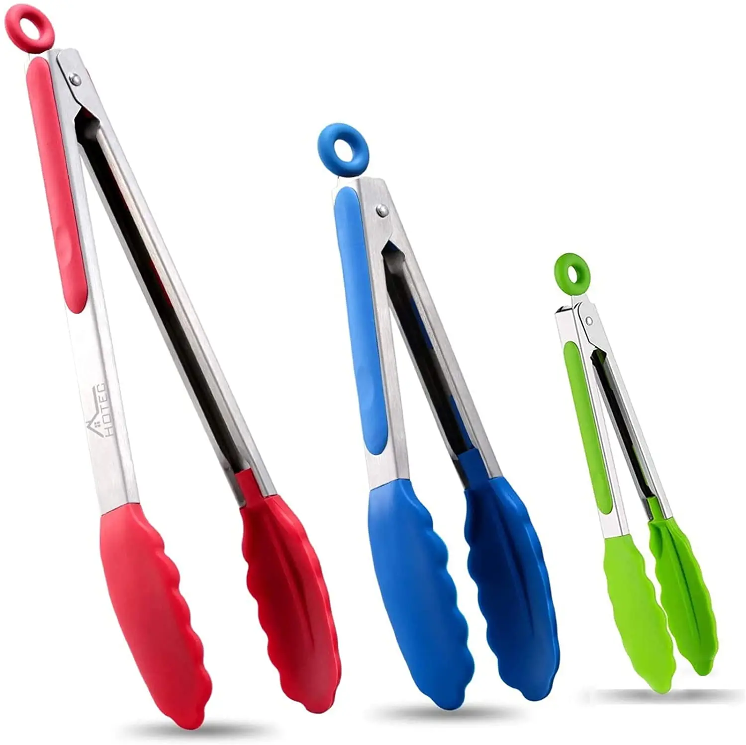 Amazon 7/9/12 inch Set of 3 silicone serving utensils silicone food tong
