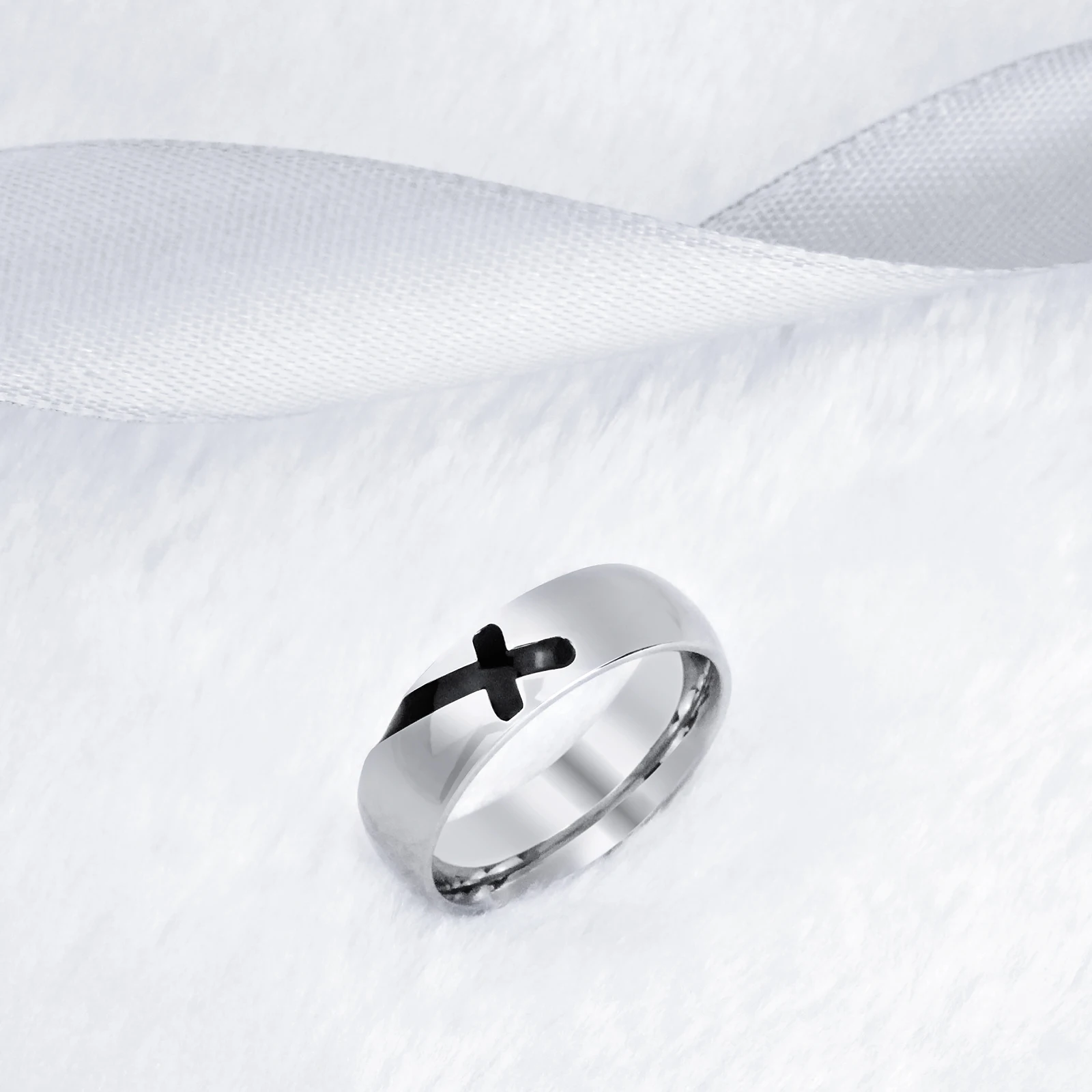 Cross Ring Stainless Steel Ring Fashion Men Women Unisex Simple Style Jewelry