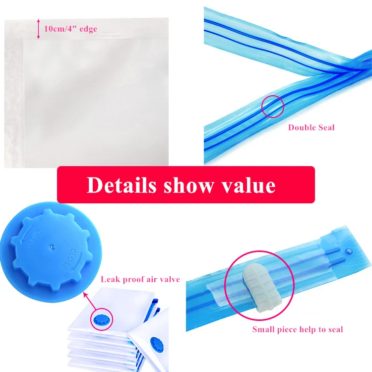 Home Vacuum Storage Bags, Vaccum Seal Compressed Bag PA+PE for Space Saving, Accept Customized Logo Colors Foldable Storage