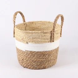 Nordic Style  Handmade Seagrass Basket Plant Flower Baskets Wholesale With Handle For Home Storage