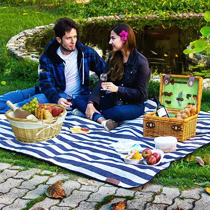 Handmade mini wicker picnic basket willow woven picnic storage basket for camping and outdoors