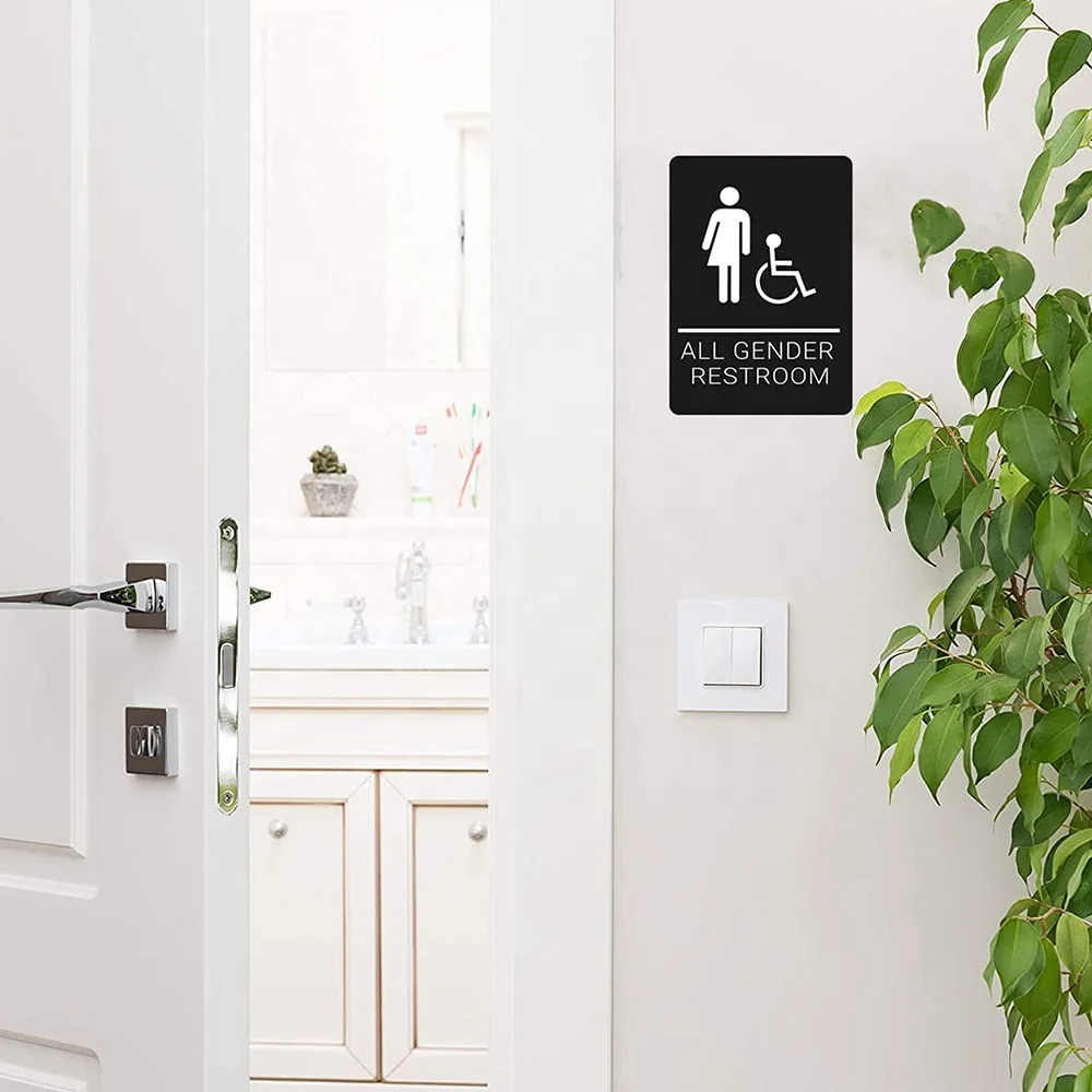 Custom All gender Neutral Bathroom Signs Symbol Toilet Door Signs Washroom Restroom Sign