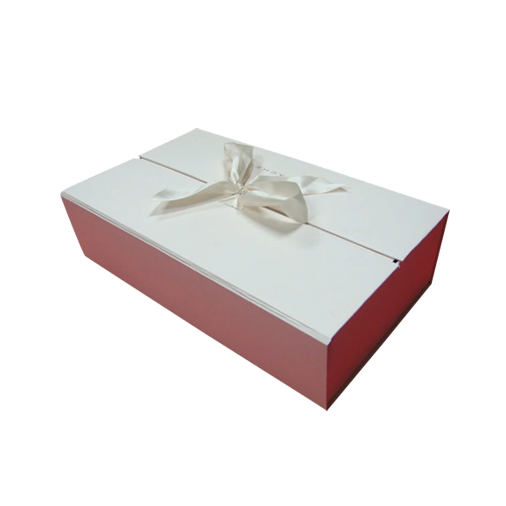 Luxury gift packaging magnetic foldable box with ribbon