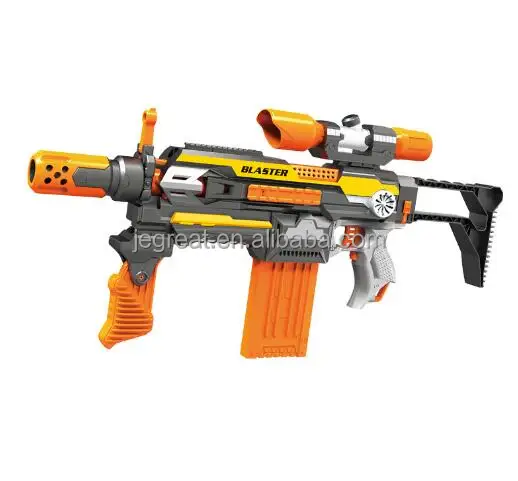 DIY Motorized Blaster Toy Gun Electric Automatic Shooting Toys  with 20pcs eva foam darts suction cup