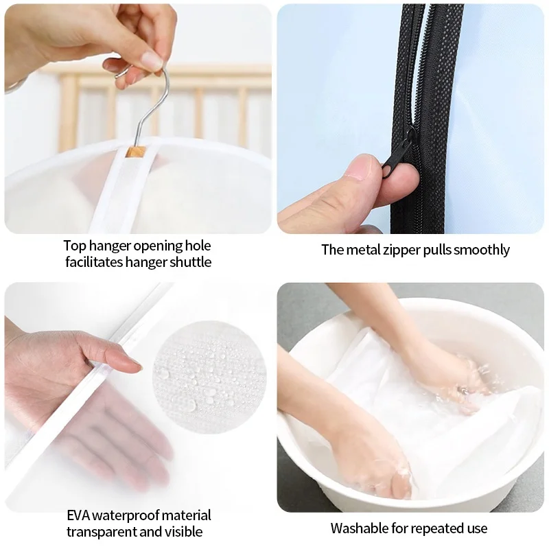 Clothes dust bag household transparent waterproof coat suit cover washable clothes hanging bag clothing clothing dust cover