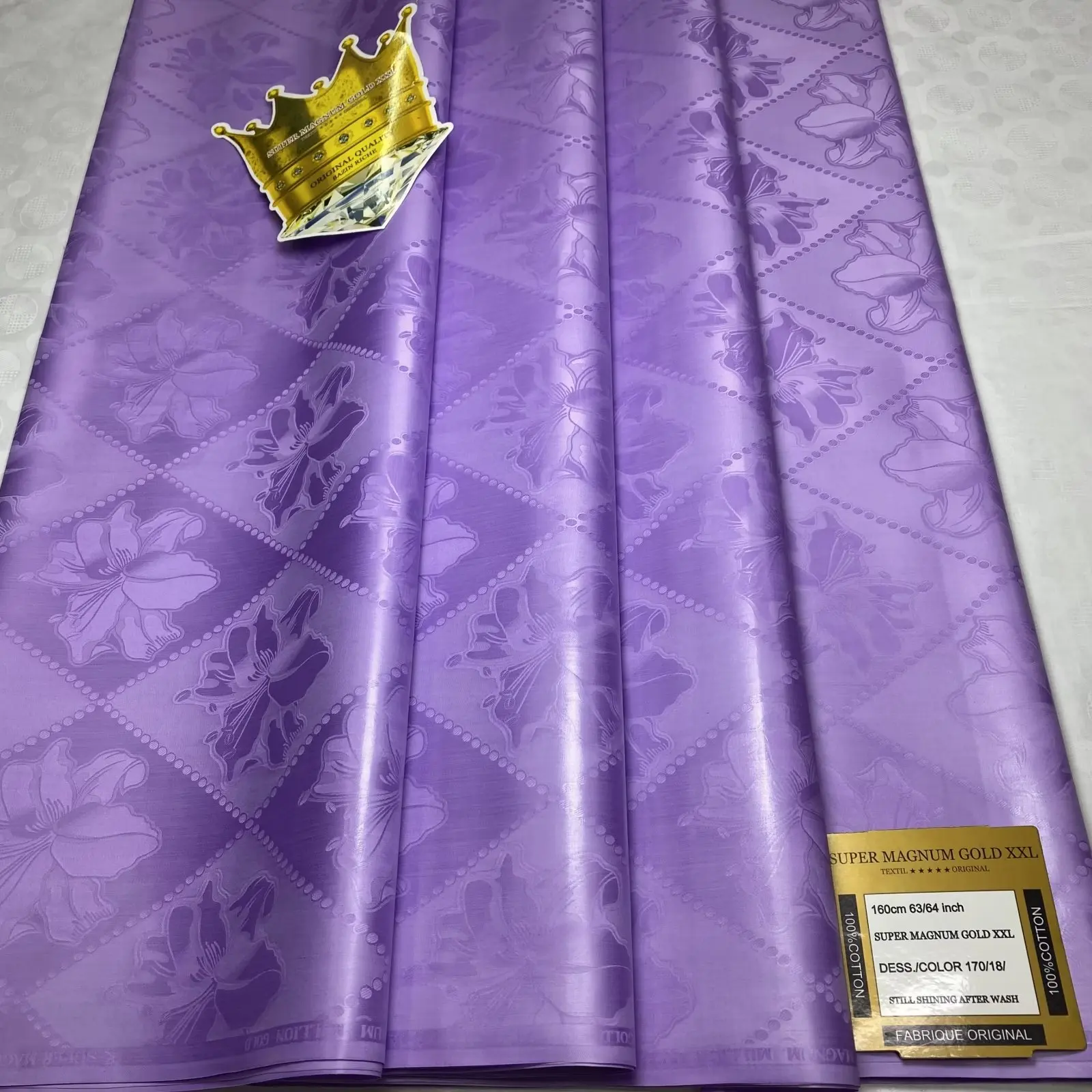 Wholesale high quality Super magnum gold XXL bazin riche 100% cotton shining bazin riche fabric