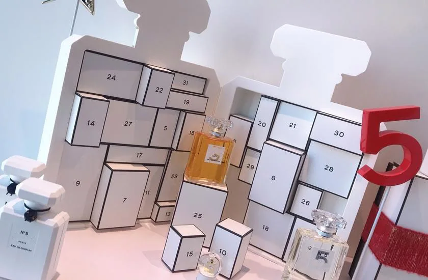 Calendar christmas box with 24 days drawer cosmetics skincare lipstick gloss packaging box Double Open advent calendar gift box