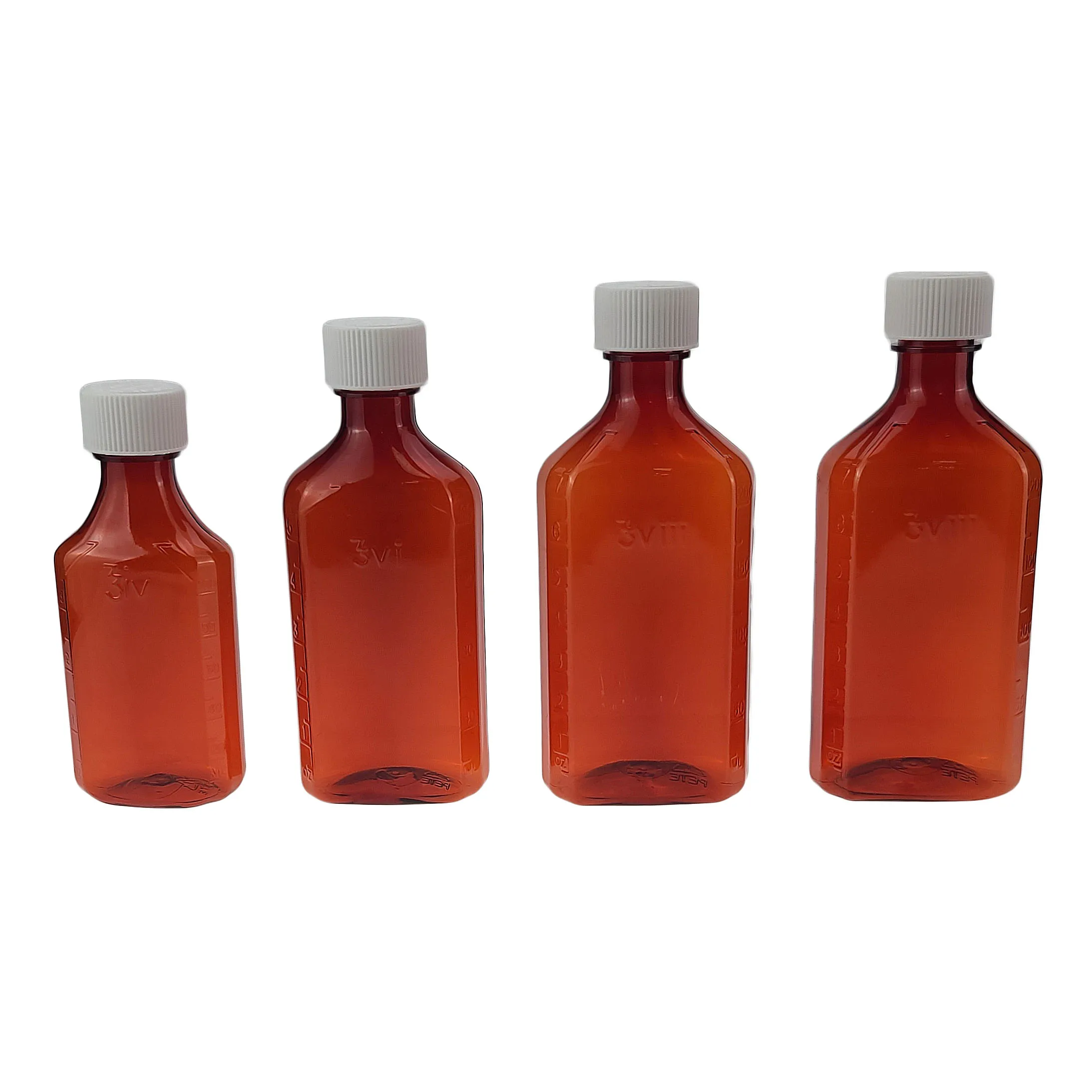 PET Oval Liquid Medicine Bottle Syrup Cough Medicine Bottle Container Rectangle Pet Bottles Screen Printing Child Resistant 8 Oz