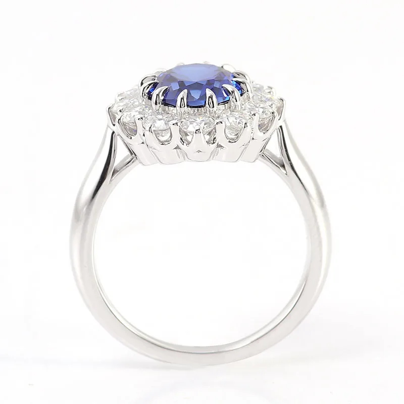 Popular Style Blue sapphire Gemstone Moissanite Engagement Rings Silver 10K 14K 18K Gold Popular Ring