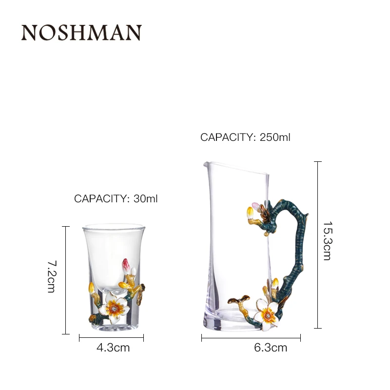 Chinese Style Vaso de whisky Glass Whiskey Wine Enamel Liquor Whiskey Wine Decanter Set