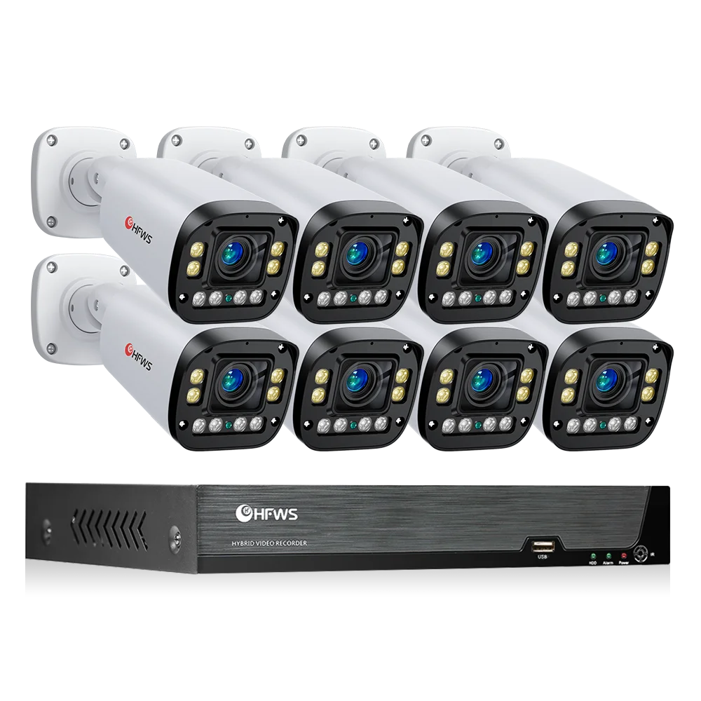 4K Poe Camera System 8pcs 8MP Poe Cameras 8CH H2.65Nvr Security Cctv Kit