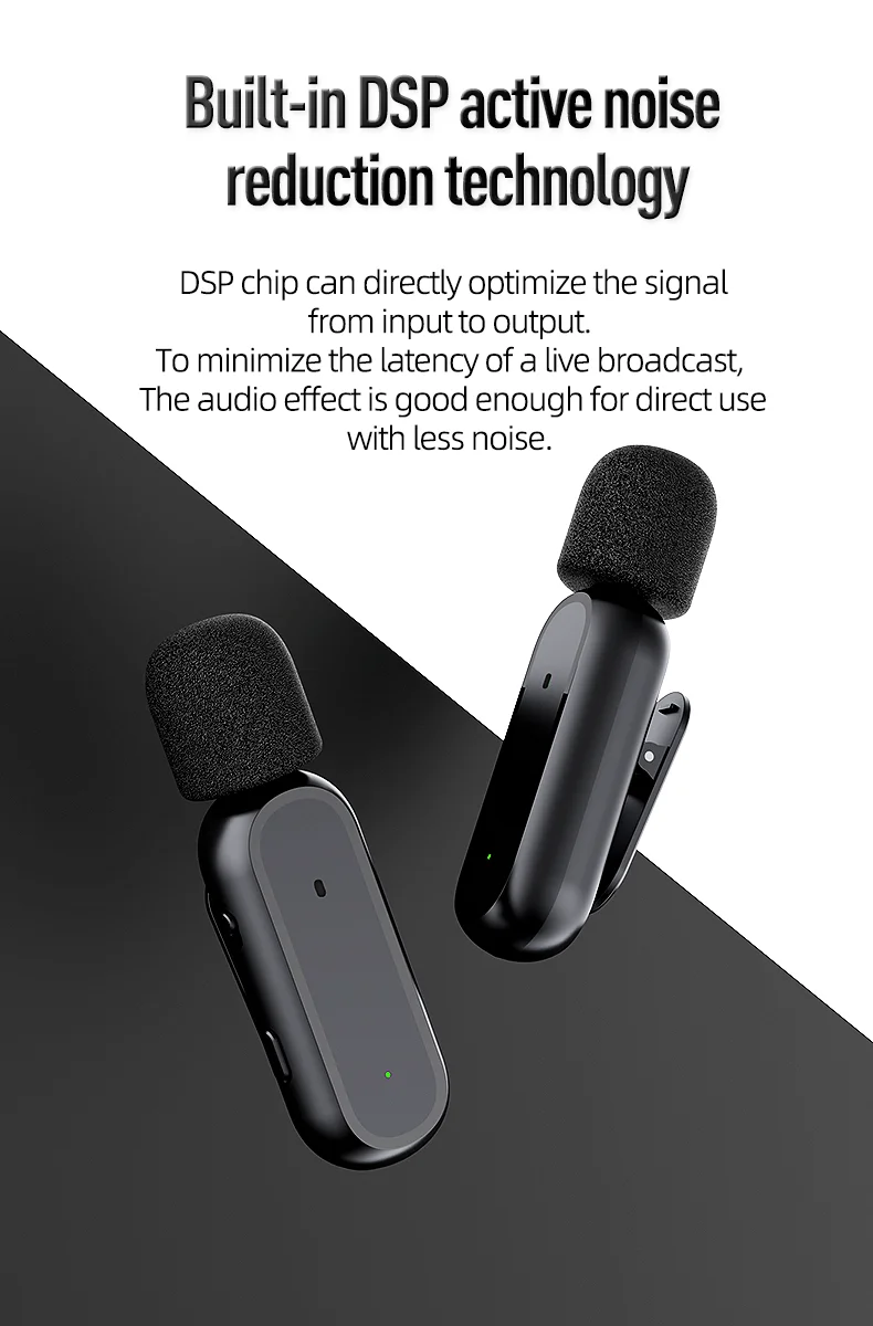 Professionnel Reverberation K60 Wireless Charging Live Microphone Lavalier Audio Video Recording Noise Reduction Mic Microphone