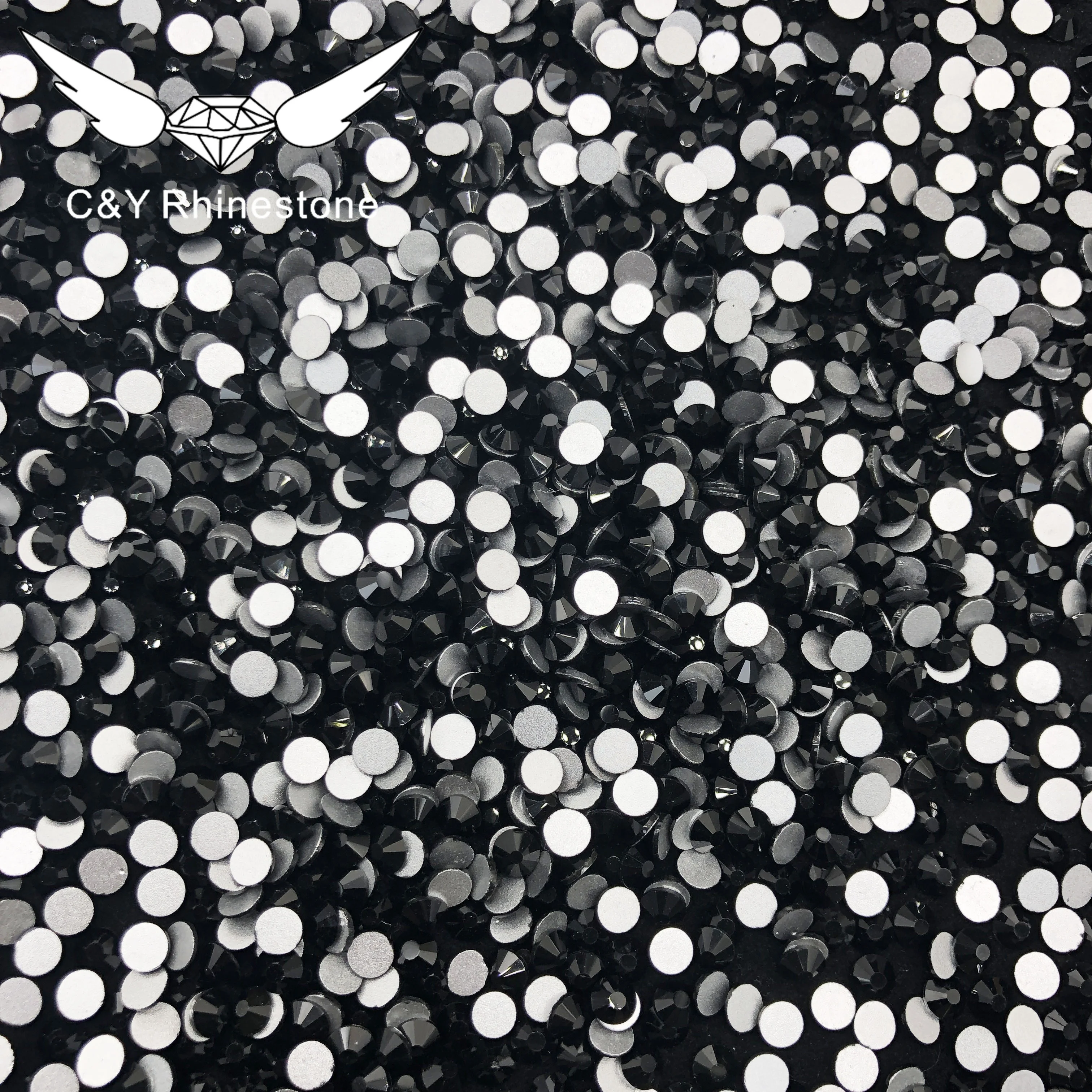 CY Factory Price Nail Art SS3-SS20 Crystal Embellishment Non Hotfix Jet Rhinestone Flatback