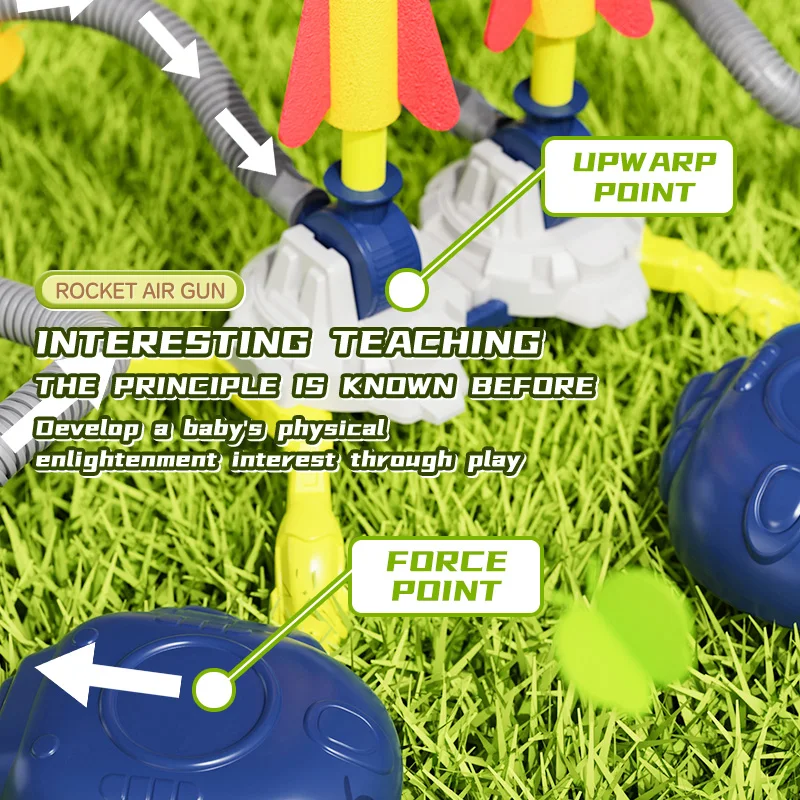Competitive Foot Pedal Light Launch Rocket Toy Outdoor Space Launch  Rocket Pedal Air Pump toy  with 6 rockets and air launchers