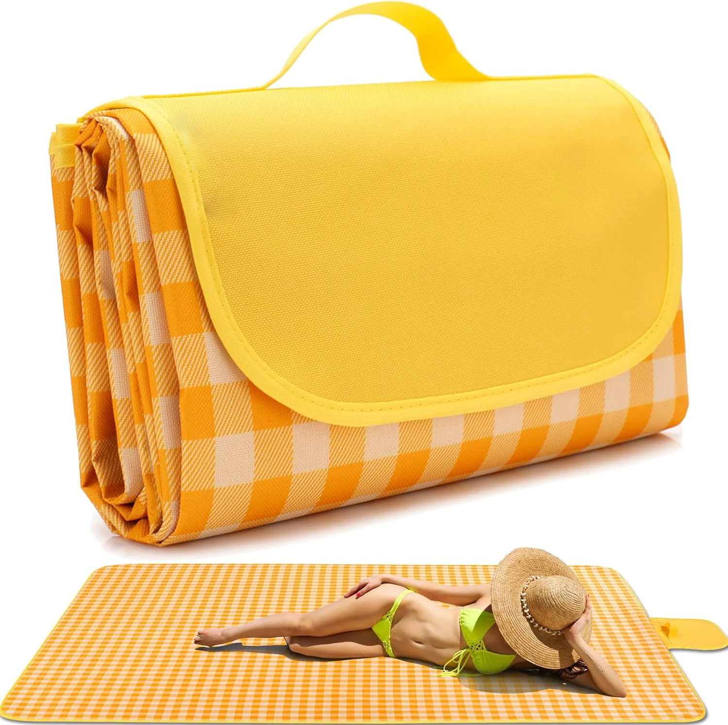 Wholesale Oxford 600D Picnic Blanket Custom Outdoor Extra Big Large Waterproof Plaid Foldable Travel Beach Picnic Mat