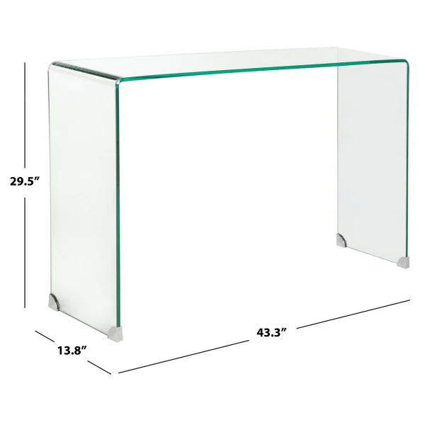 Contemporary transparent glass U-shaped side table is simple and luxurious placed beside the sofa and the study